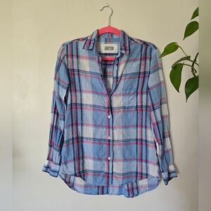 Grayson By Frank And Eileen Plaid Womens Linen Button Down Top The Hero Size 1 S